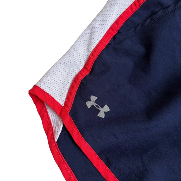Under Armour Navy Shorts with Red & White Details - Size Medium (?) - Picture 6 of 8